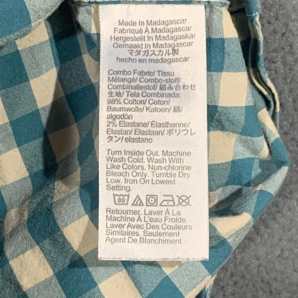 VTG‎ J.Crew Flex Washed Shirt Mens M Classic Fit Teal Gingham Check Button Down